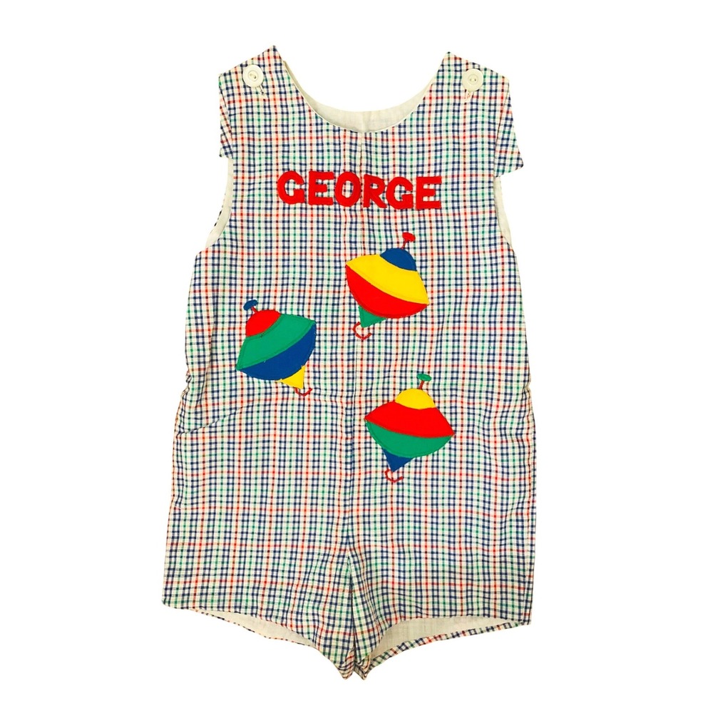 Y2k Kellys Kids Boys George Spinning Top Gingham Check  Romper Multi‎ Color 5